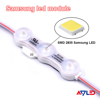 Modul LED Samsung Injeksi Sumber Cahaya SMD 2835 3 Lampu Putih Hangat 12V Tahan Air IP68