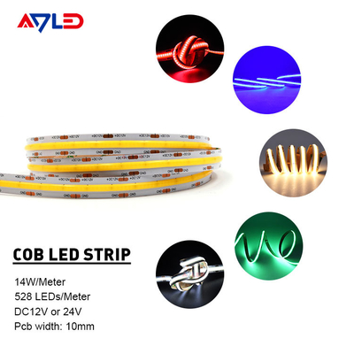 12V 24V Dotless COB LED Strip Light Chip Fleksibel On Board Dimmable 10mm