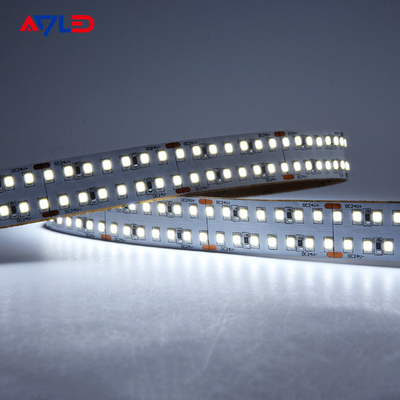 Pita Lampu Strip LED Warna Tunggal yang Dapat Dipotong Baris Ganda Luar Ruangan 24V Putih Hangat Putih Dingin